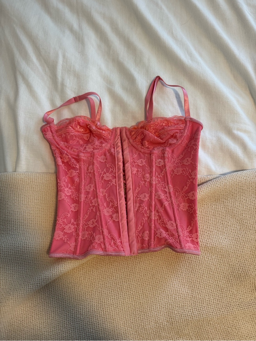 Pink Lace Bustier Corset Top